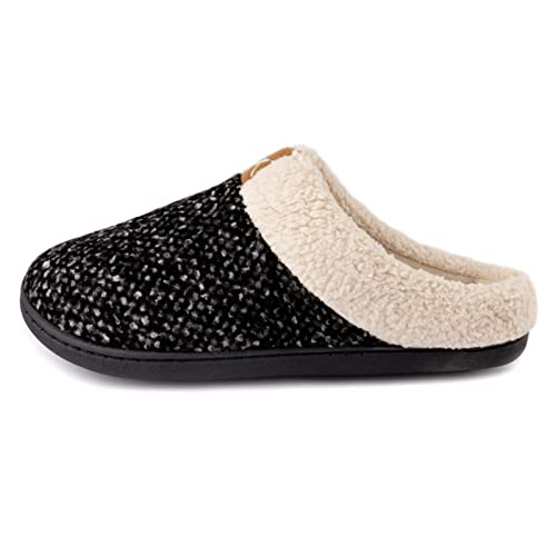 ULTRAIDEAS Women's Indoor Bedroom Slipper with Memory Foam, Gift for Women, Wool-Like House Shoe with Anti-Skid Rubber Sole for Ladies (5-6, Black) - Image 4