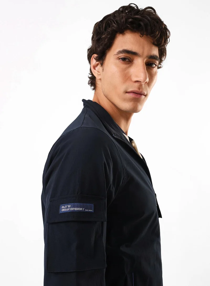 Men's Navy 100% Polyester Utility Regular Fit Jacket