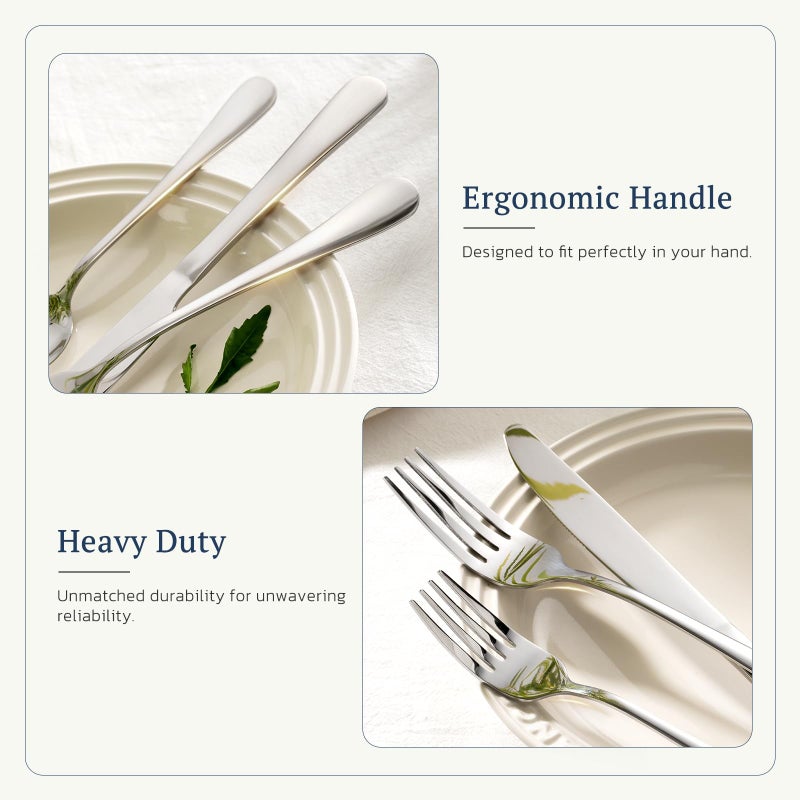 Astercook Silverware Set with Steak Knives 24-Piece Flatware Set for 4 Food-Grade Stainless Steel Cutlery Set Mirror Polished Utensils Set Include Spoons and Forks for Home Kitchen Restaurant - Image 2