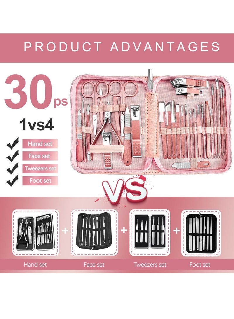 ONLYMAY Manicure Set 30 in 1 Nail Clipper set,  nail clippers, fingernail & toenail clippers, Manicure Tools, pedicure tools, Suitable for Travel Manicure Kit, Nail Set Kit With Everything Profe - Image 2