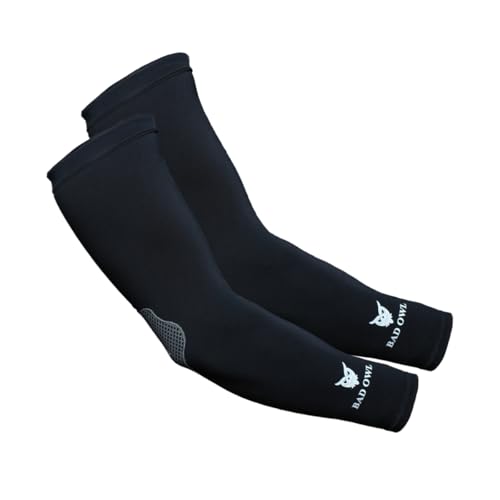 BADOWL Velocity Arm Sleeves for Men & Women | UV Protection UPF 50+ | Seamless Fit | Sports Compression Sleeves for Running Cycling Outdoor Activities (Black) - Image 1