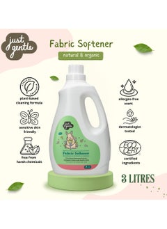 Just Gentle Just Gentle Fabric Softener 3Liter | Plant-based and hypoallergenic liquid softener | Natural fresh floral scent. Made with sensntive skin in mind. Natural Ingredients used certified by EcoCert.  - Image 5