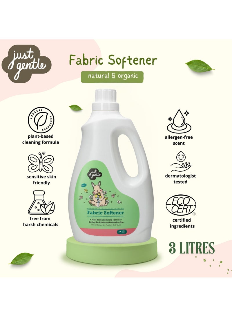 Just Gentle Fabric Softener 3Liter | Plant-based and hypoallergenic liquid softener | Natural fresh floral scent. Made with sensntive skin in mind. Natural Ingredients used certified by EcoCert. - Image 5