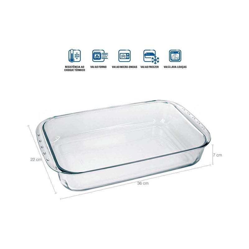Marinex Medium Deep Rectangular Glass Roaster 3.7L – Clear - Image 2