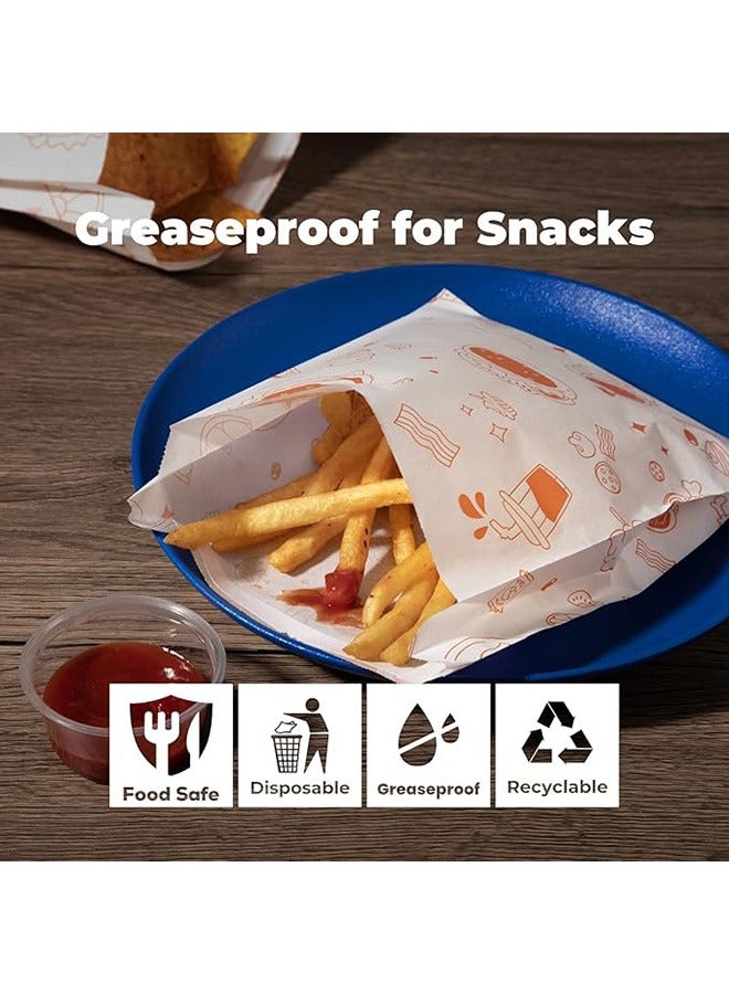 100 Pcs Paper Sandwich Bags Sealable 15 x 15 CM, Orange Greaseproof Paper Snack Bags, Food Grade Pastry Bag, Recyclable Small Paper Bags, Cookie Sleeves, Food Packaging for Bakery, Donut  - Image 2