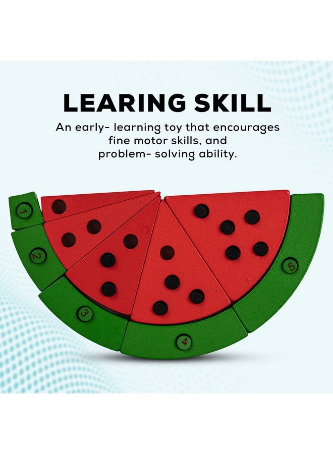 بيبي لعبة ألغاز ربط البطيخ الخشبية من بايبي، ألعاب خشبية للأطفال مع بطيخ وبذور وأرقام ودانتيل، ألعاب تعليمية للأطفال من سن 3 سنوات فما فوق، أولاد وبنات - Image 3