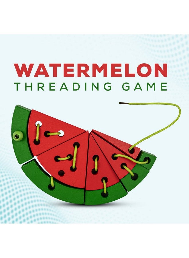 بيبي لعبة ألغاز ربط البطيخ الخشبية من بايبي، ألعاب خشبية للأطفال مع بطيخ وبذور وأرقام ودانتيل، ألعاب تعليمية للأطفال من سن 3 سنوات فما فوق، أولاد وبنات - Image 2