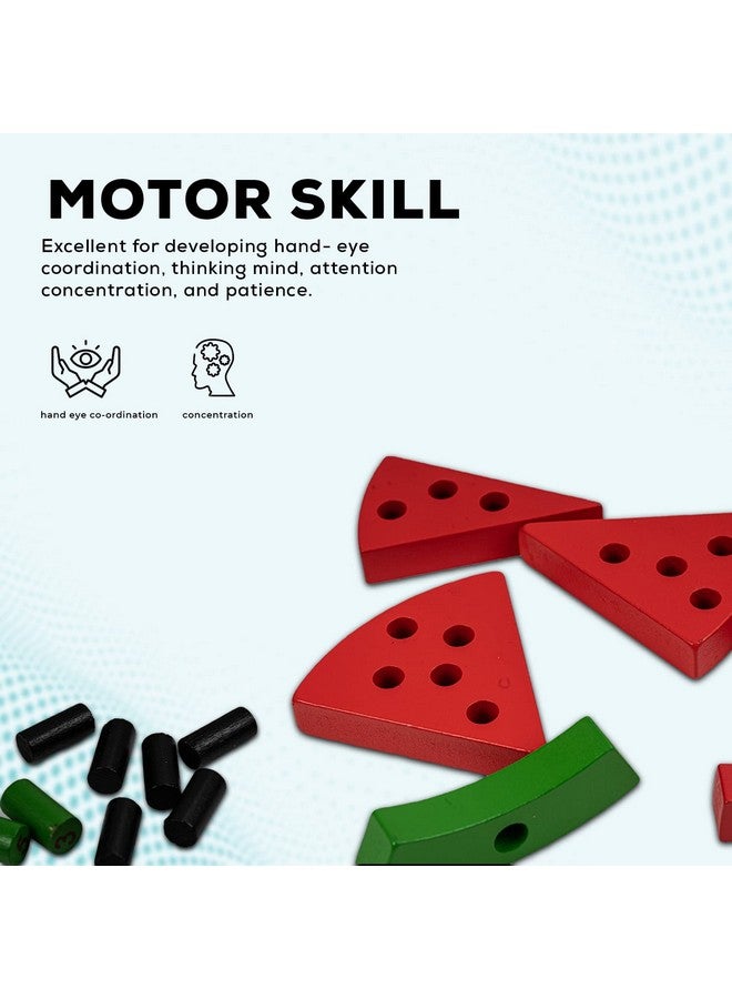 بيبي لعبة ألغاز ربط البطيخ الخشبية من بايبي، ألعاب خشبية للأطفال مع بطيخ وبذور وأرقام ودانتيل، ألعاب تعليمية للأطفال من سن 3 سنوات فما فوق، أولاد وبنات - Image 4