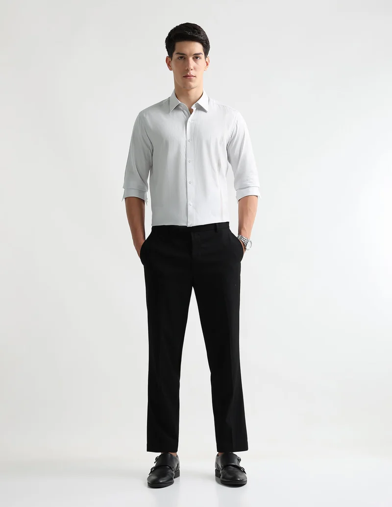 Arrow Off White Vertical Striped Manhattan Slim Fit Shirt for Men | Best Price UAE