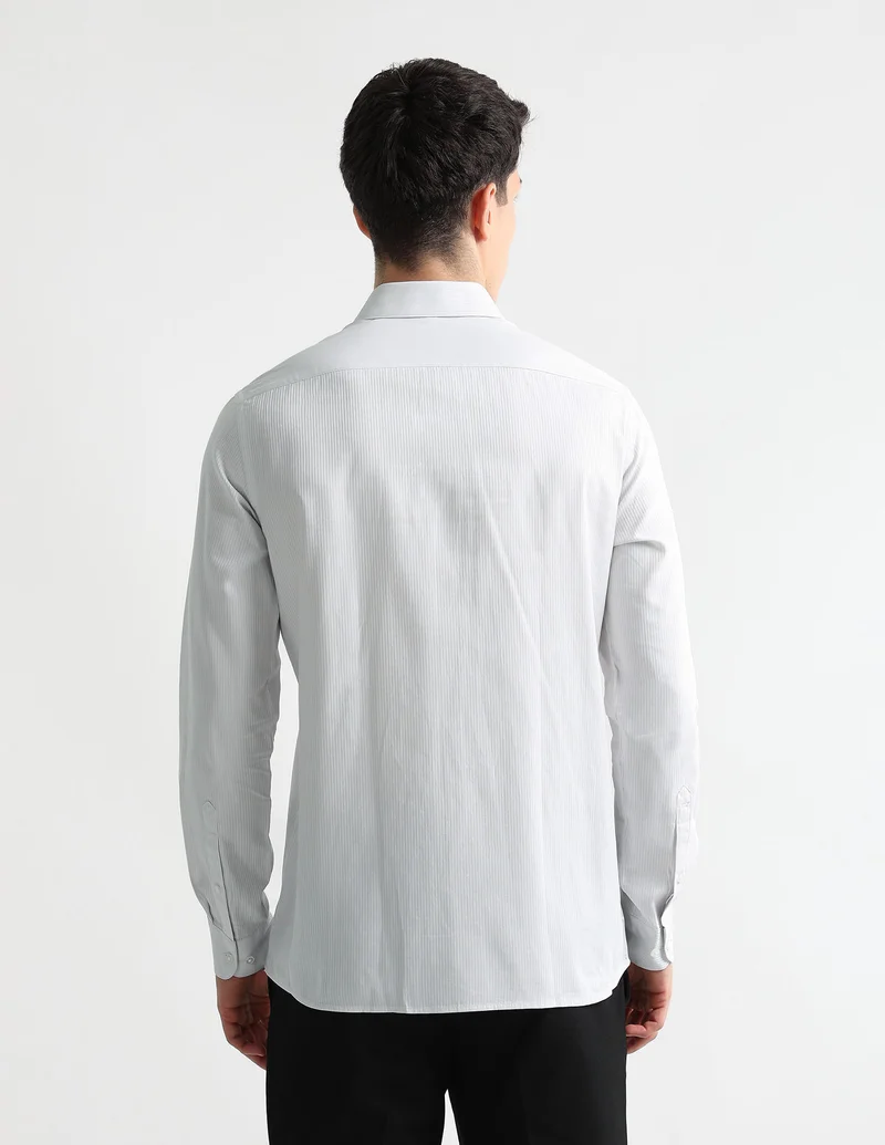 Arrow Off White Vertical Striped Manhattan Slim Fit Shirt for Men | Best Price UAE