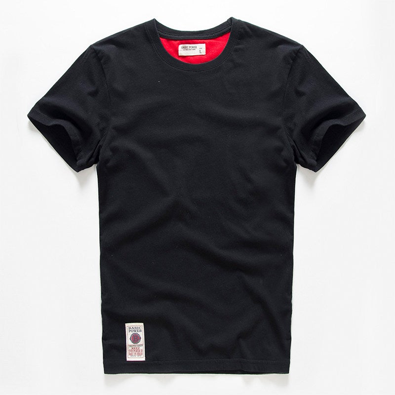 180G heavyweight cotton round neck short-sleeved T-shirt men's loose and versatile solid color base shirt men's half-sleeved T-shirt - Image 2