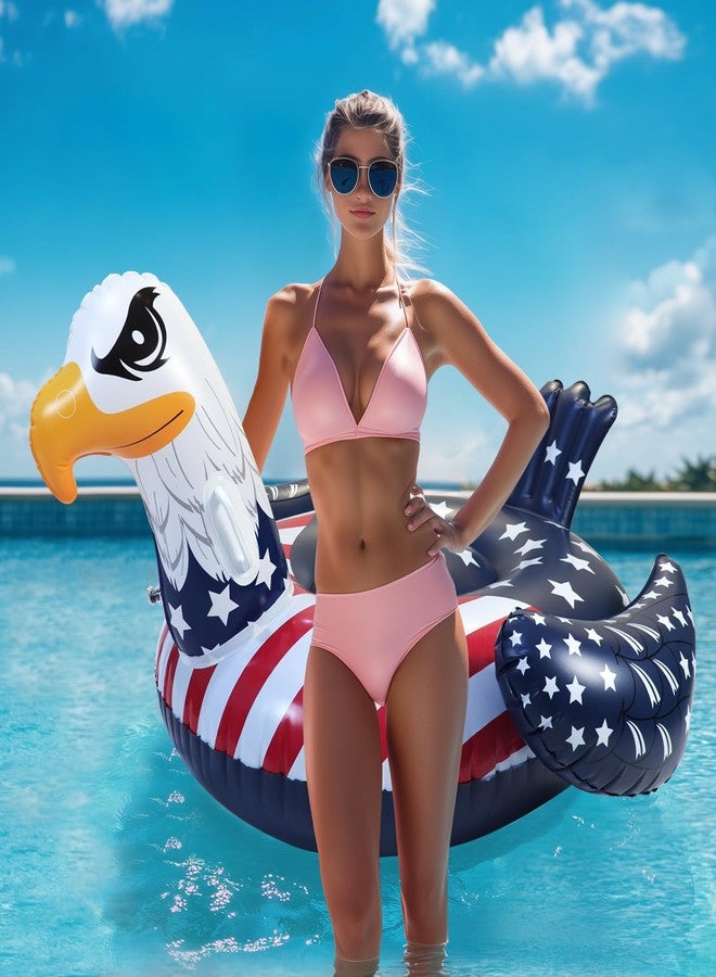 Halovin Patriotic American Flag Eagle Pool Float - 4th of July Pool Floats,Funny Bird Animal Bald Eagle Beach Water Lake Boat Recliner Adult Kids Toy,Fourth of July Swimming Party Ride Large Inflatable Raft - Image 4
