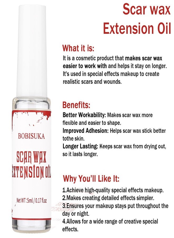 BOBISUKA Scar Wax Extension Oil for Professional SFX Makeup,Fake Wound Modeling Extension Oil,Smoothly Non-Sticky Halloween Special Effects Makeup Extension Oil - 0.17OZ - Image 2