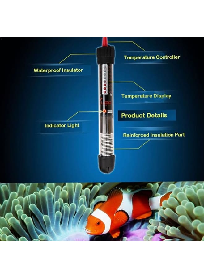 سخان حوض أسماك 25 وات ترموستات مزود بغطاء تسخين غاتس مع كوبين شفط مياه لحوض وحوض 220-240 فولت زجاج متعدد