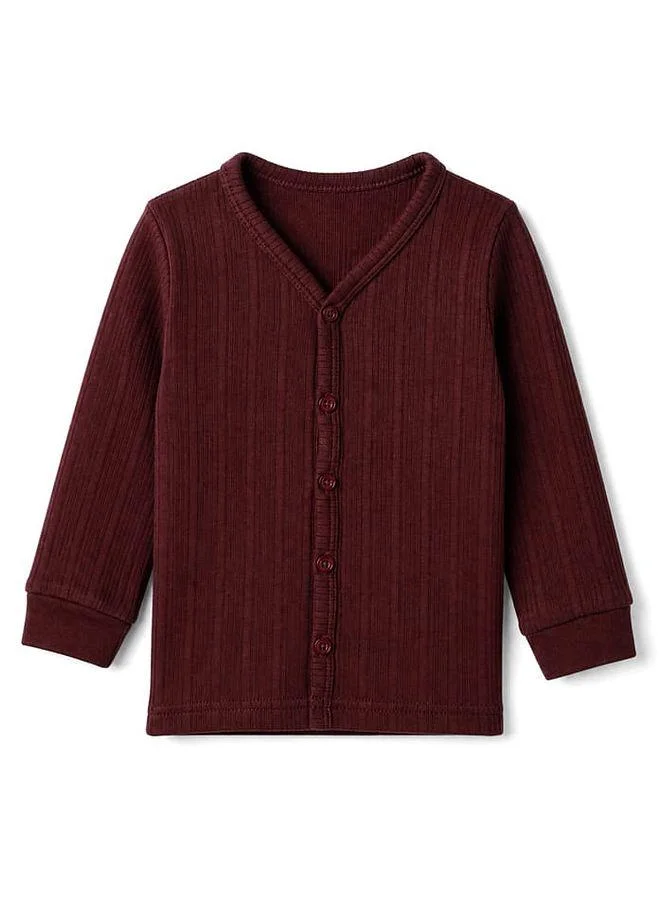 Babyhug Babyhug Knit Full Sleeves Solid Thermal Inner Wear Vest (Pack of 2) - Purple & Maroon