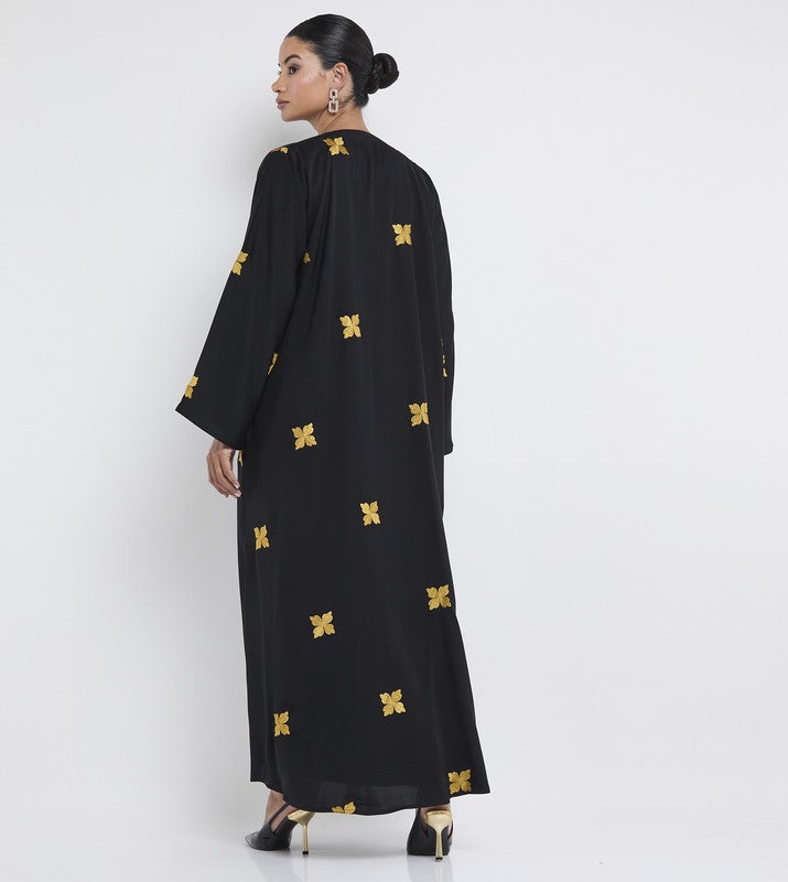 ROZA Black embroidered abaya - Image 5