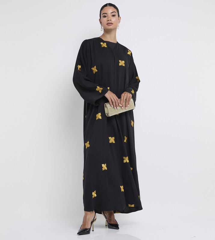 ROZA Black embroidered abaya - Image 1