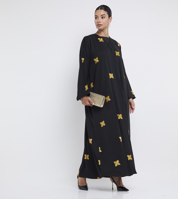 ROZA Black embroidered abaya - Image 2