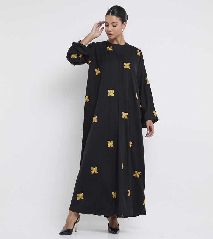 ROZA Black embroidered abaya - Image 4