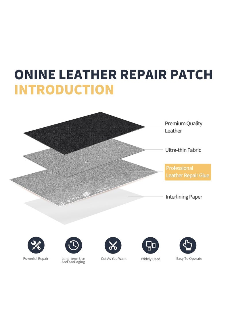 ONine - ONine Leather Repair Patch，Leather Repair Tape, 3 x 60 inches Leather Repair Patch for Furniture,Vinyl Repair Kit，Leather Couch Patch，for Sofas, Furniture, Car Seats, Office Chairs(Black) - Image 1