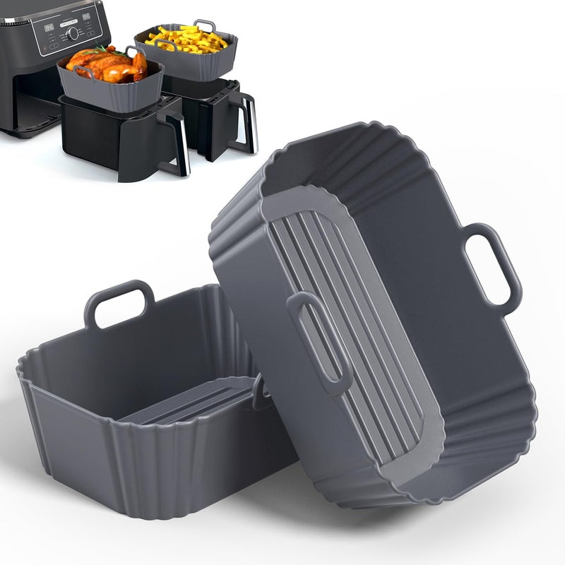 PINTAUR Silicone Air Fryer Liners 2 Pack Reusable Compatible for Ninja Foodi DZ201 DZ401 DZ550 COSORI Chefman Instant and 6in1 810QT Baskets