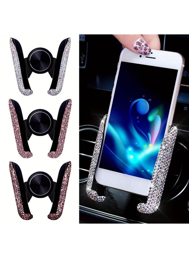 Red Diamond Crystal Car Air Vent Phone Holder Mount Stand Clip Bracket - Image 1
