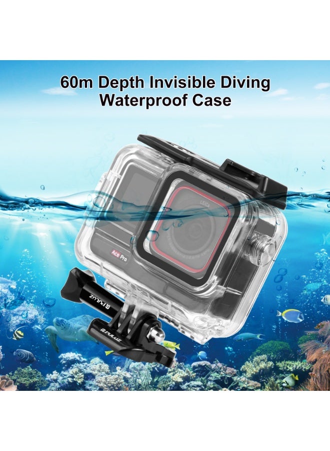 بولوز مناسبة ل INSTA360 ACE برو كاميرا ماء شل 60 متر ماء ( اللون : شفاف عديم اللون ) - Image 2