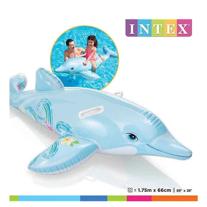 Intex Ride-On Dolphin Inflatable Swimming Toy, 175 X 66cm- 58535NP