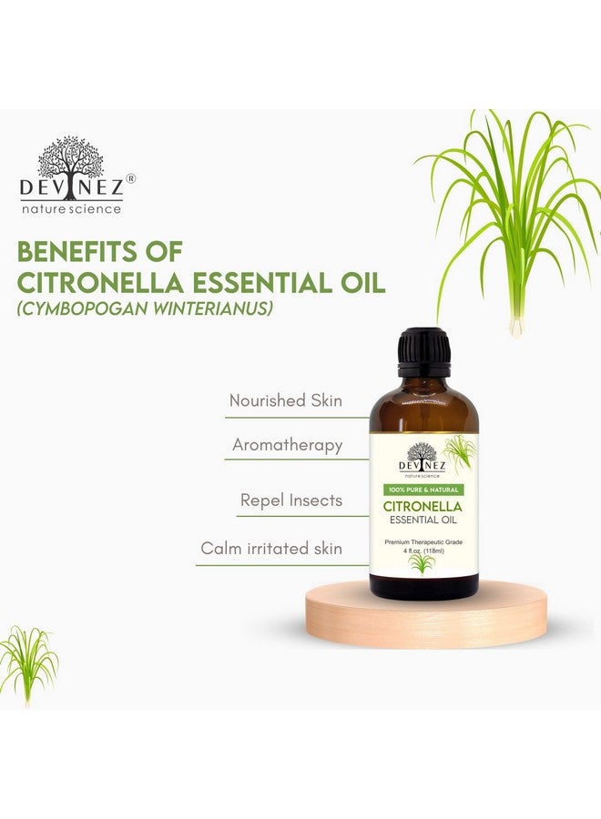 ديفينيز زيت سيترونيلا العطري المعتمد من ديفينيز مع قطارة ممتازة - درجة علاجية، زيت طبيعي نقي 100% غير مخفف للعلاج بالروائح، وأجهزة نشر الروائح، وصناعة الشموع والعناية بالبشرة والشعر (118 مل) - Image 3