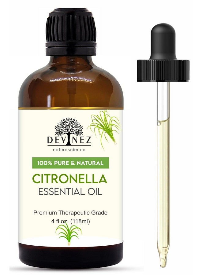 ديفينيز زيت سيترونيلا العطري المعتمد من ديفينيز مع قطارة ممتازة - درجة علاجية، زيت طبيعي نقي 100% غير مخفف للعلاج بالروائح، وأجهزة نشر الروائح، وصناعة الشموع والعناية بالبشرة والشعر (118 مل) - Image 1