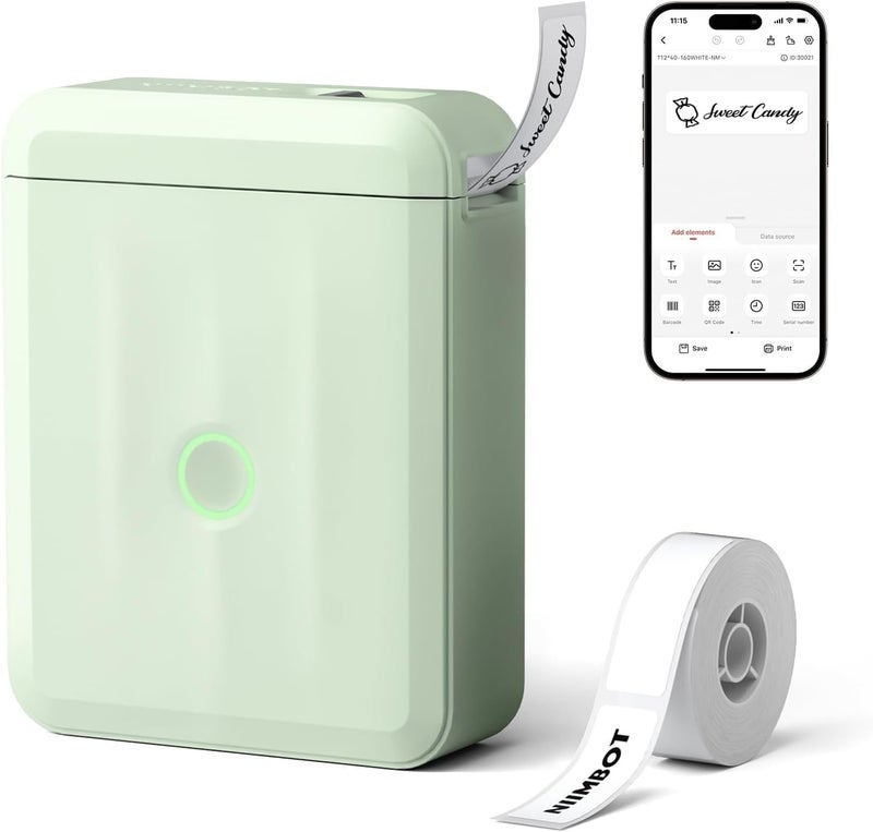 D110 Upgraded Version Mini Label Maker Machine with Tape, Portable Bluetooth Thermal Printer, Sticker Labeler with Multiple Templates for Office Organization Home Kitchen School(D110-Green) - Image 1