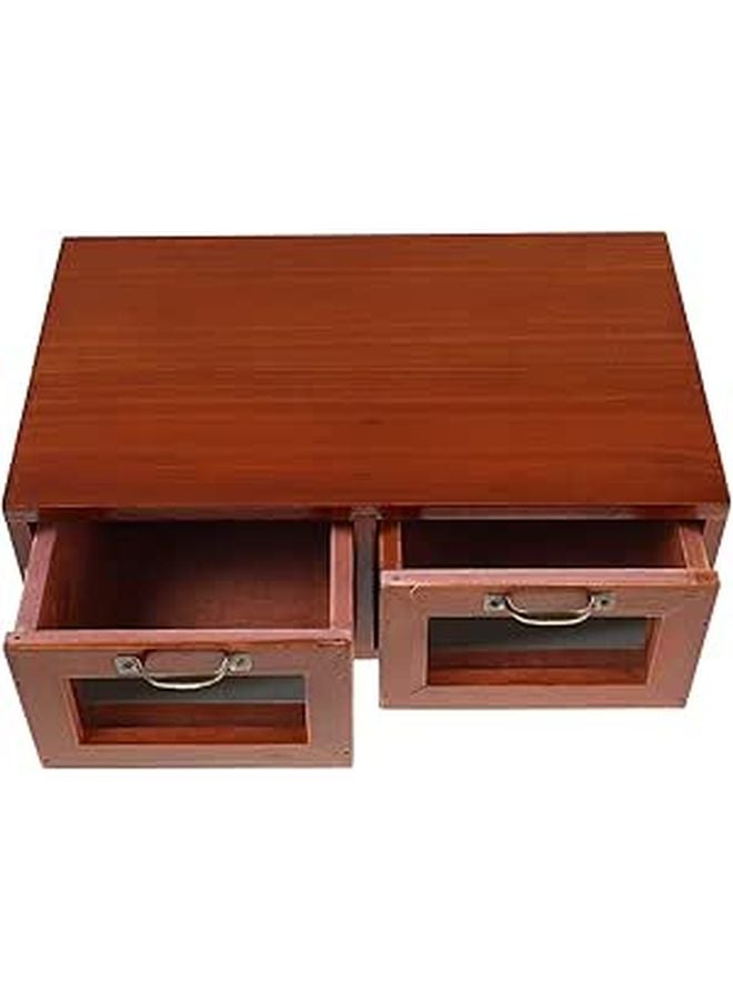 Wooden Monitor Stand With Dual Acrylic Laptop Riser For Office Desk Storage Organizer - Image 1