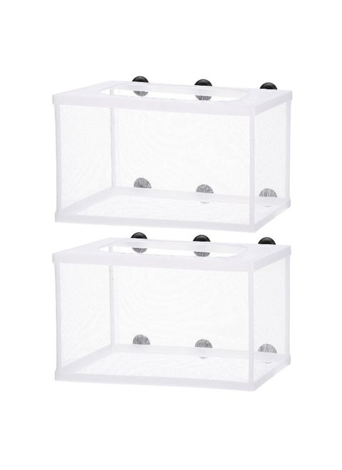 Fish Tank Breeder Net, Fish Hatchery Breeder Box Aquarium Separation Net Nylon Incubator Mesh With Suction Cup (2 Pcs)