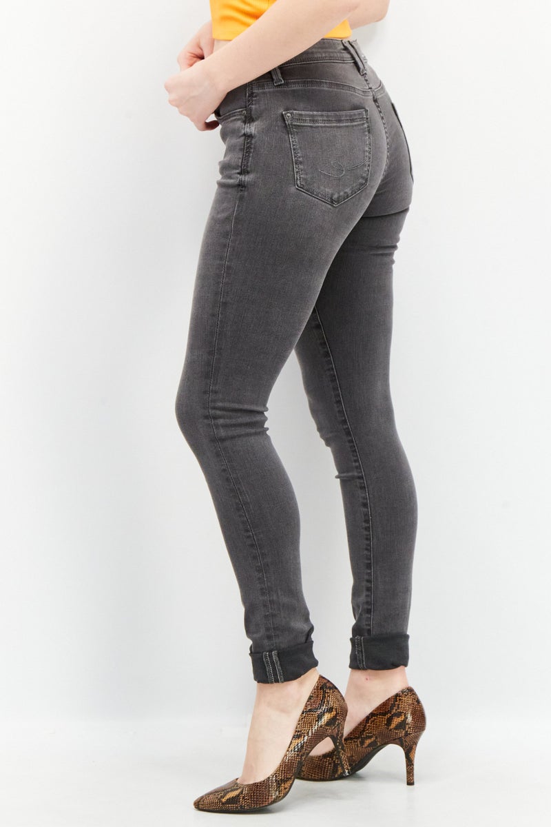 EDC Women  Skinny Fit Washed Denim Jeans, Grey Wash - Image 3