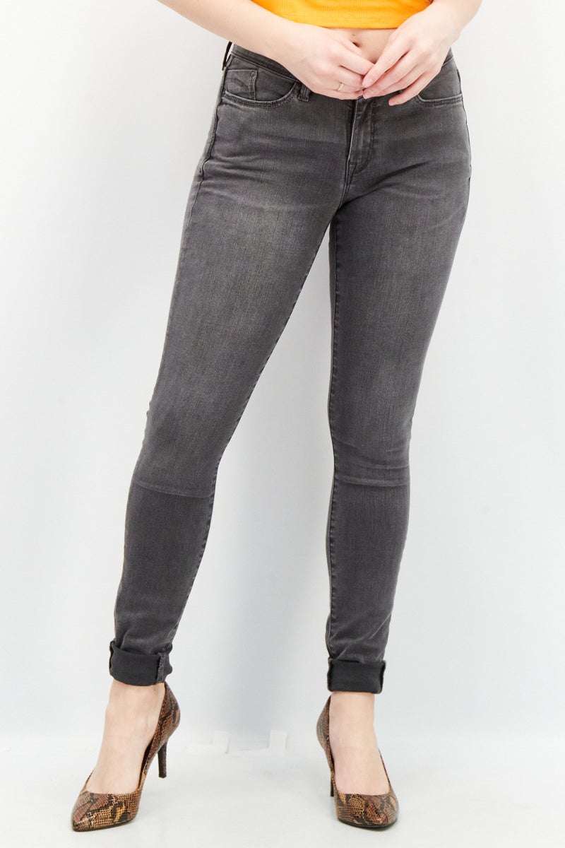 EDC Women  Skinny Fit Washed Denim Jeans, Grey Wash - Image 1