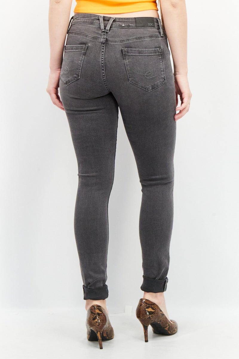 EDC Women  Skinny Fit Washed Denim Jeans, Grey Wash - Image 2
