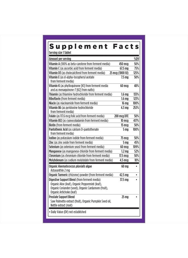 New Chapter - Men's Multivitamin 50 Plus for Brain, Heart, Digestive, Prostate & Immune Support with 20+ Nutrients + Astaxanthin - Every Man's One Daily 55+, Gentle on The Stomach - 96 ct - Image 1