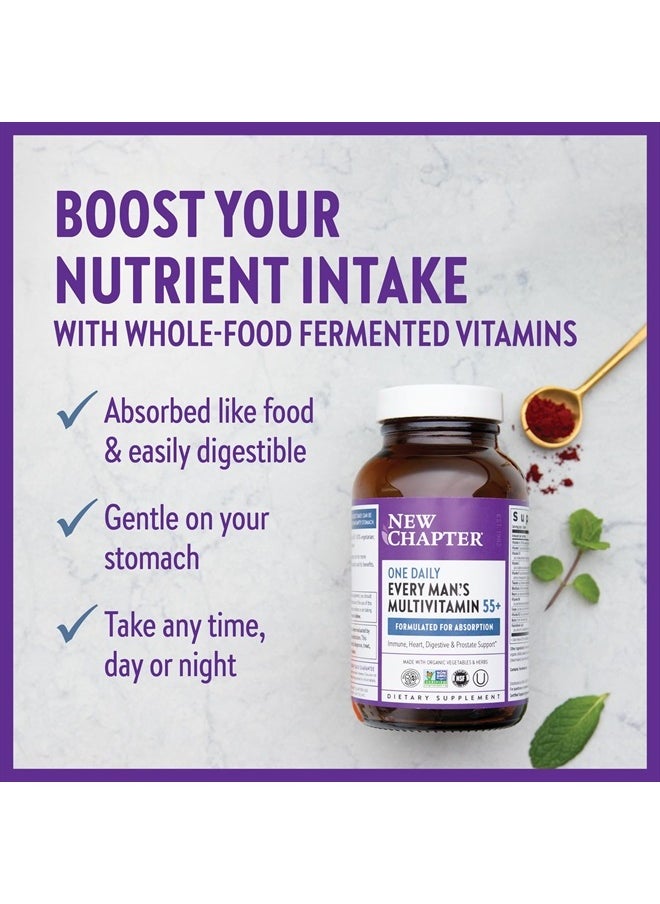 New Chapter - Men's Multivitamin 50 Plus for Brain, Heart, Digestive, Prostate & Immune Support with 20+ Nutrients + Astaxanthin - Every Man's One Daily 55+, Gentle on The Stomach - 96 ct - Image 1