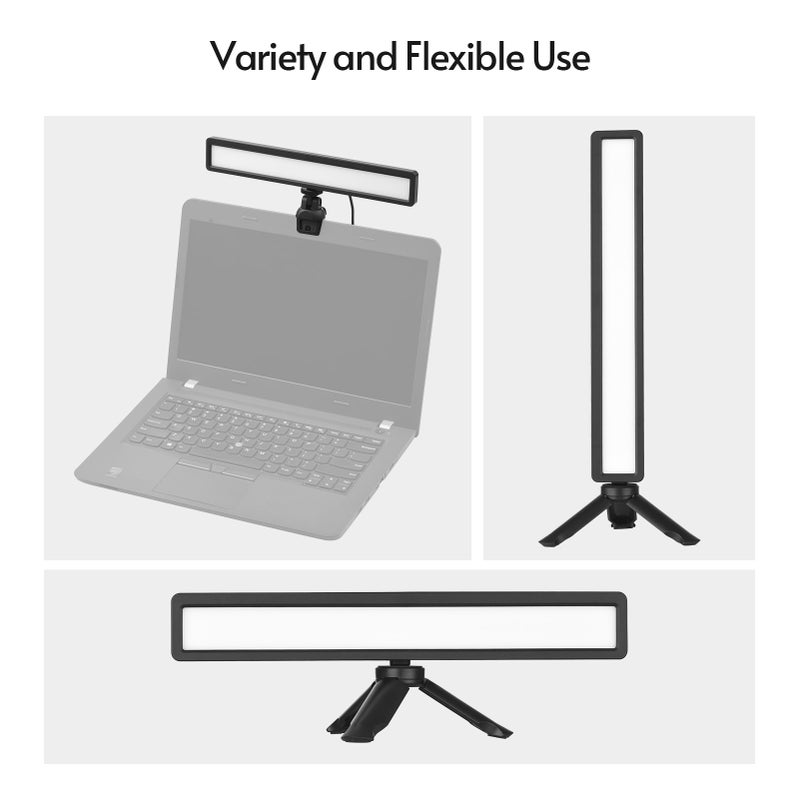 Computer Laptop Monitor Light Bar Video Conference Lighting Screen Lamp Fill-in Lamps USB Powered 3 Color Temperature Dimmable with Mini Tripod Screen Clamp for Video Conferences Remote - Image 4