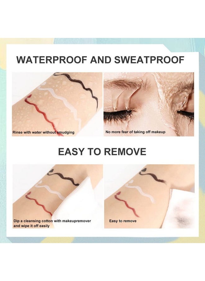 evpct 3Pcs White Red Black Matte Waterproof Colored Eyeliner Liquid Eye Liner Color Set Long Lasiting Colorful Liquid Eyeliner Lapiz Delineador De Ojos Contra El Agua Blanco Para Ojos De Colores 1+3+9  - Image 3