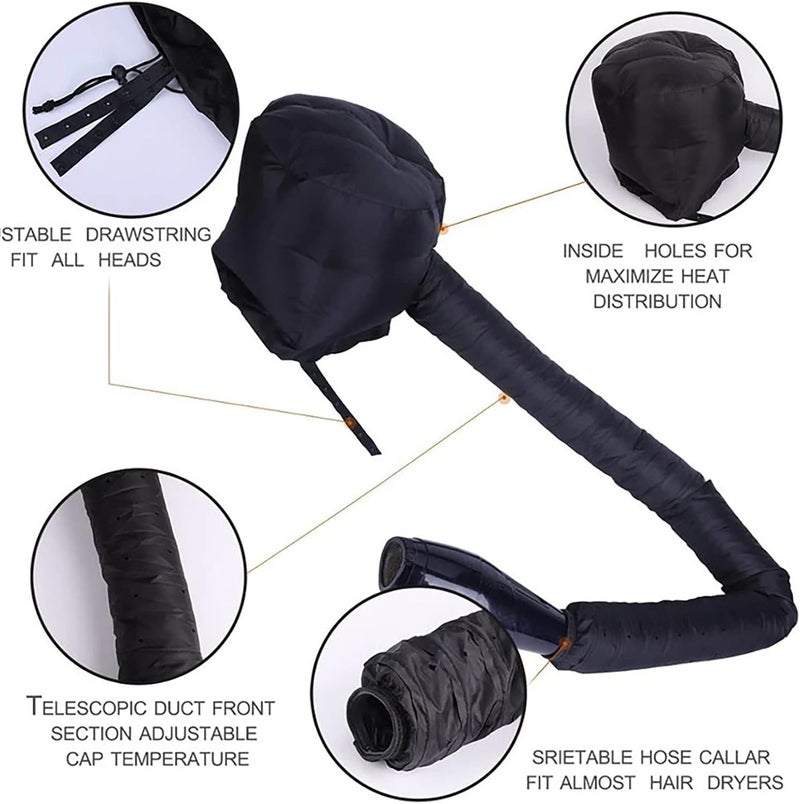 comfrt Bonnet Hooded Hair Dryer Attachment, Adjustable Deep Conditioning Cap, Upgraded Drying Heat Cap with Elastic Strap for Natural Curly Textured Hair Care, Fast Drying, Styling - Image 3