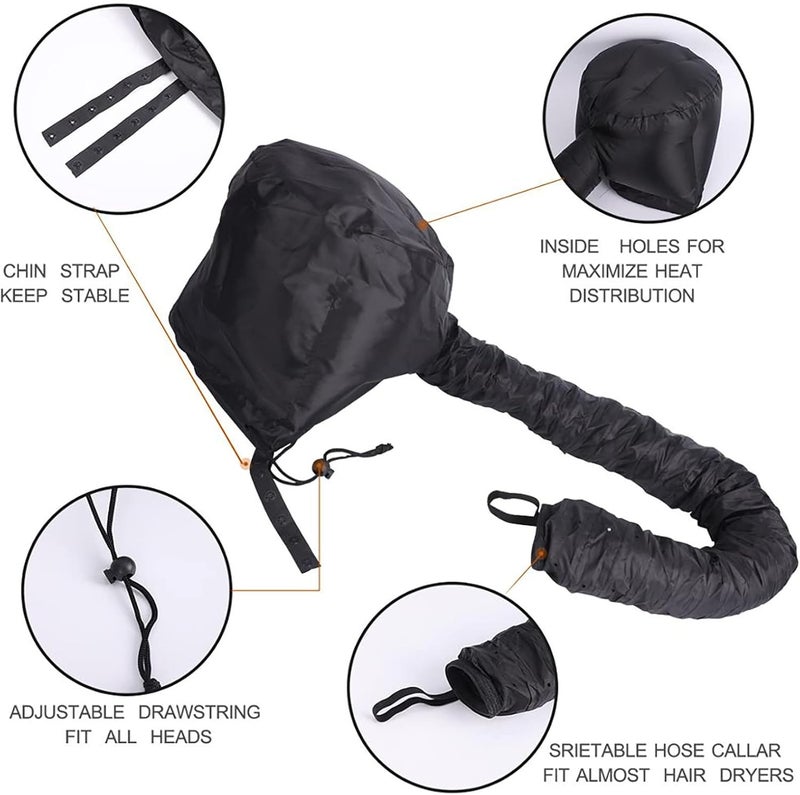 comfrt Bonnet Hooded Hair Dryer Attachment, Adjustable Deep Conditioning Cap, Upgraded Drying Heat Cap with Elastic Strap for Natural Curly Textured Hair Care, Fast Drying, Styling - Image 5