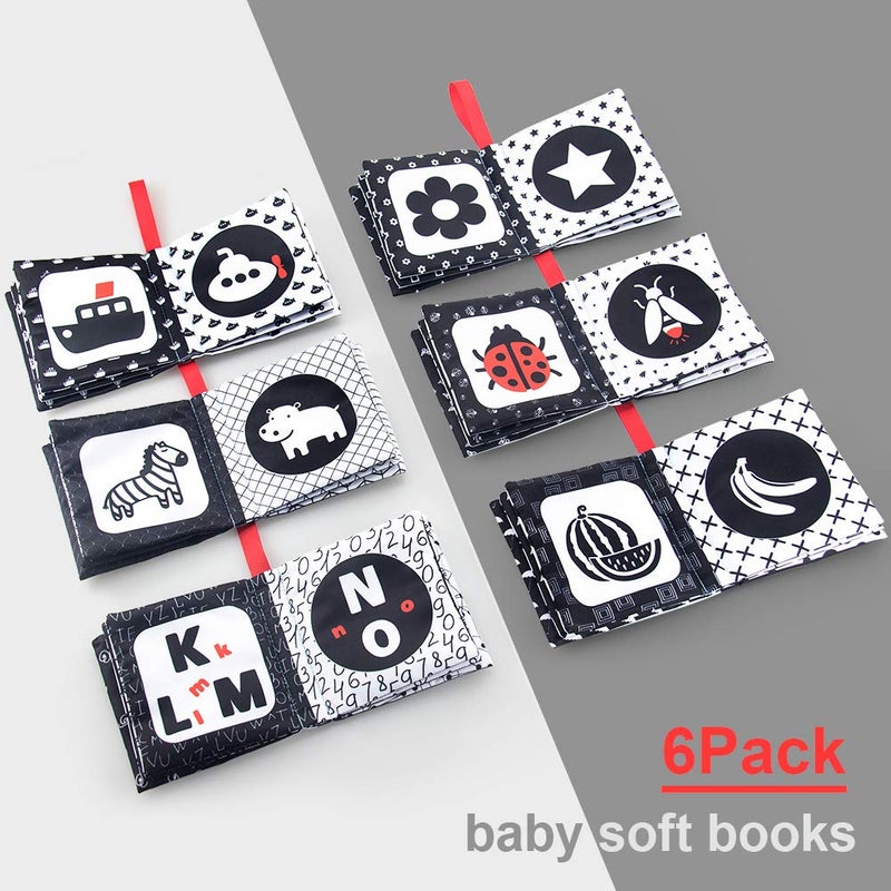 Teytoy My First Soft Book  6 Pcs Nontoxic Fabric Cloth Activity Crinkle Black And White Books For Infants Boys And Girls Early Educational Toys Perfect For Baby Shower - Image 4