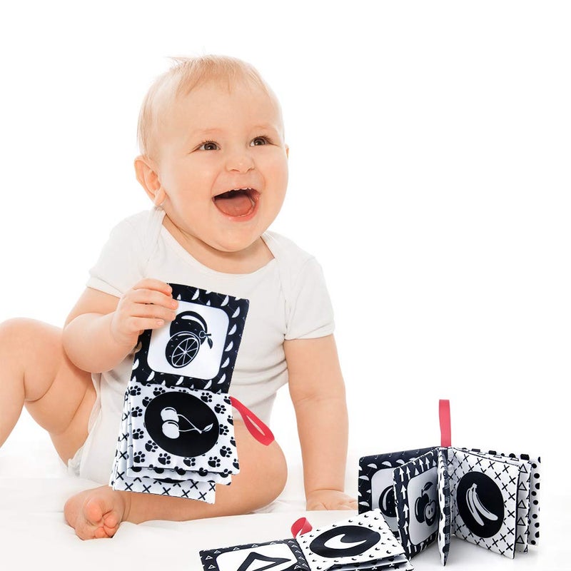 Teytoy My First Soft Book  6 Pcs Nontoxic Fabric Cloth Activity Crinkle Black And White Books For Infants Boys And Girls Early Educational Toys Perfect For Baby Shower - Image 2