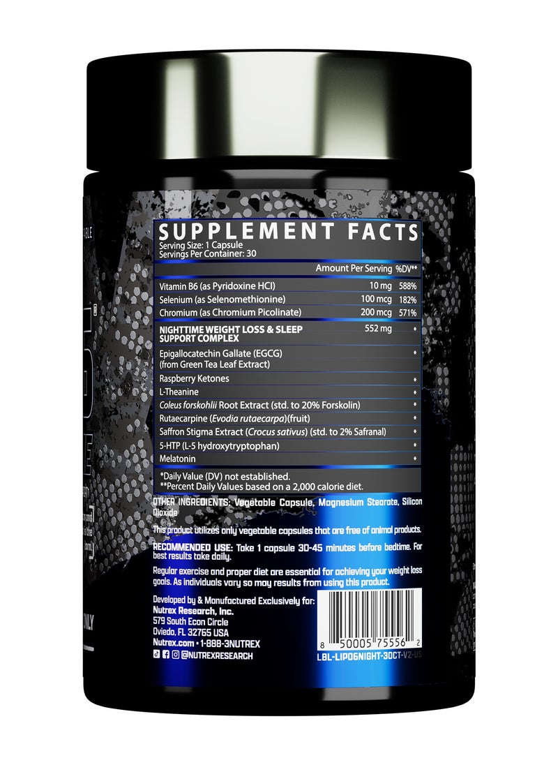 Nutrex Research Lipo 6 Nighttime Fat Burner with Melatonin 30 capsules  - Image 3