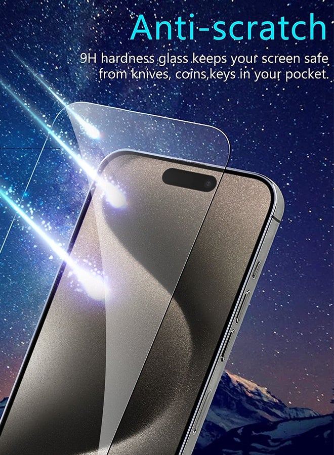 Tersely [2+2] 2Pack Tempered Glass Screen Protector for iPhone 15 Pro Max [6.7 inch] with 2Pack Camera Lens Protector and Installation Alignment Frame Premium HD Case Friendly Film for Apple iPhone - Image 3