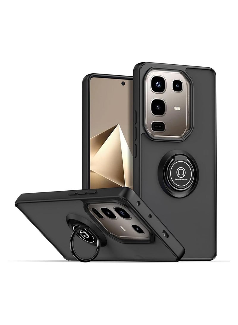 Compatible Infinix Note 50 Pro with Ring Holder PC +TPU Shockproof Bumper Case Matte Translucent Protective Case - Image 1