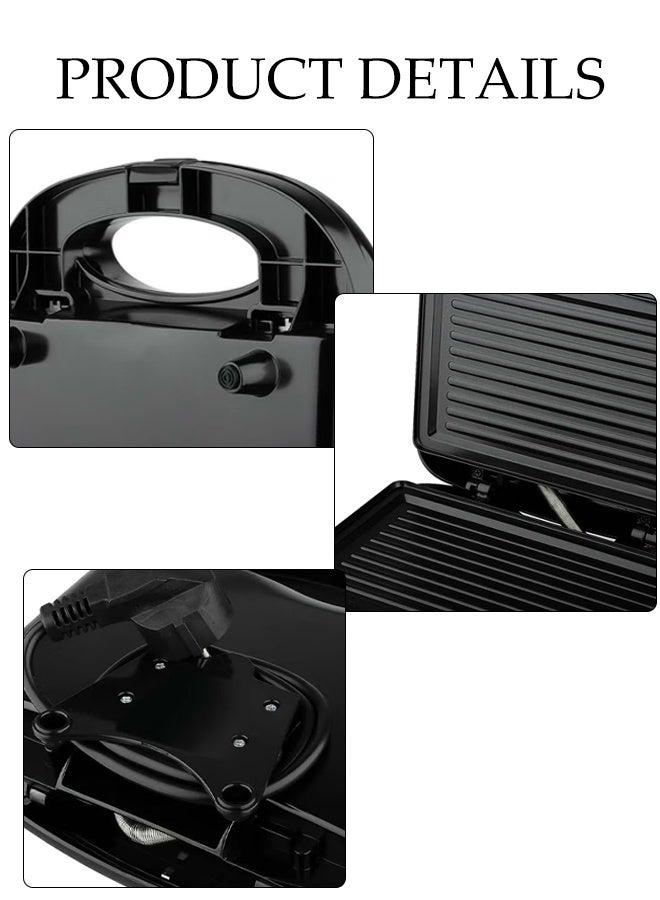 DUNISO Sandwich Maker，2 Slice Grill Maker，Personal Breakfast Bread Toaster， Non Stick，for Making Sandwiches, Bread Toast，Black - Image 4
