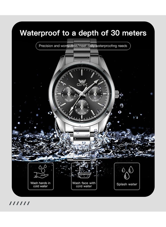 OPK Watches, Fashionable and Casual Men's Watch, Luminous Waterproof Quartz Watch, Men's Watch, 6024, Black Dial - Image 4