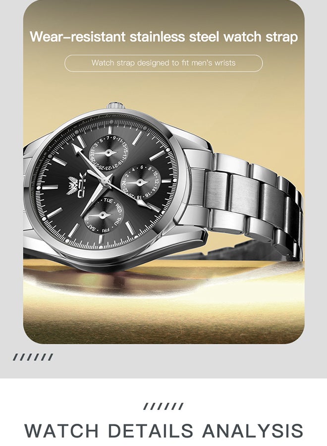 OPK Watches, Fashionable and Casual Men's Watch, Luminous Waterproof Quartz Watch, Men's Watch, 6024, Black Dial - Image 5